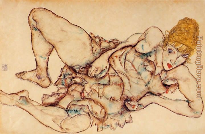 Reclining Woman with Blond Hair painting - Egon Schiele Reclining Woman with Blond Hair art painting